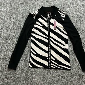 Women’s size small Fontana zip up sweater zebra print